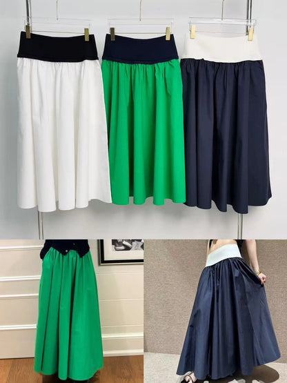 2026 Summer New Women's Clothing: Pony Embroidery,RL High Waist, Half Skirt, Long, Cotton Blended, Simple, Casual, Versatile