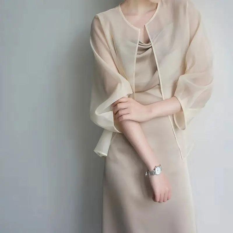Shirts for Women Sheer Lightweight Thin Sun-proof All-match Hipster Tender Graceful Summer Breathable Commuting Korean Style Fit