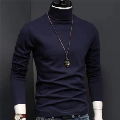 Men's Original Shirts Fall/Winter T-Shirt Fashionable Inner Wear for Men Slim Fit Turtleneck Shirt Solid Black Long Sleeve Shirt