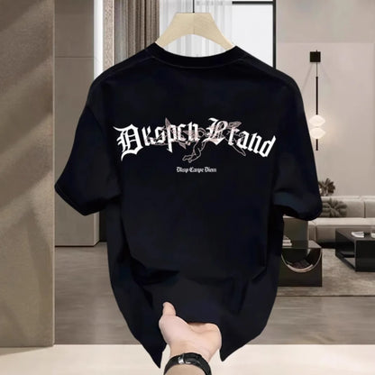 [High-quality Men's Clothing] Cotton Short-sleeved T-shirt Versatile Loose Minimalist Printing Creative Design Trendy Brand Top