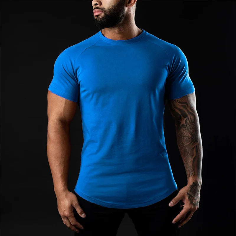 Men Cotton t-Shirt Short Sleeve t Shirt Tees Elastic Casual Tops Running Gym t-Shirts Comfortable Football Shirts Man Clothing