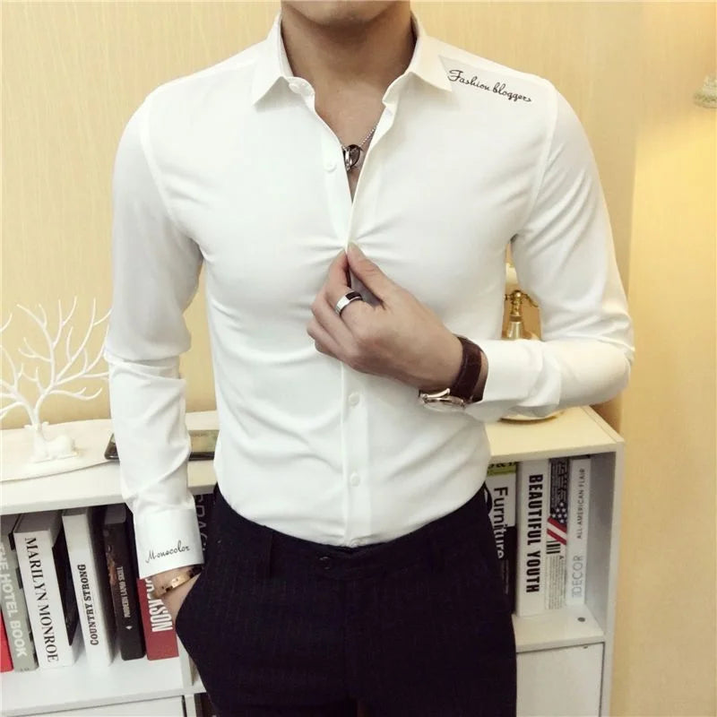 Shirts and Blouses for Men Business Man Tops Long Sleeve Aesthetic Original with Collar Sleeves Luxury Asia Silk Cotton Clothing