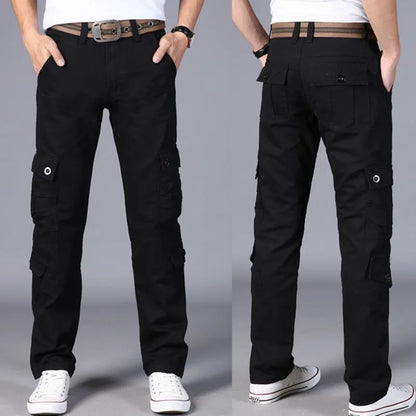 Men's Pure Cotton Workwear Trousers Loose Straight Multi-Pocket Wear-Resistant Car Repair Delivery Cargo Pants