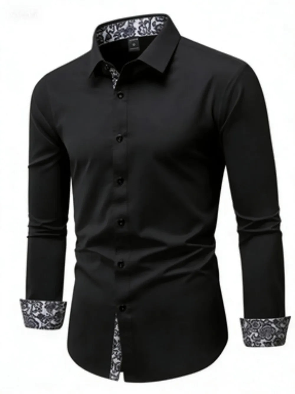 2025 Men's Casual Multifunctional Long Sleeved Wrinkle Free Formal Shirt, Commuting Printed Long Sleeved Shirt, Men's Slim Fit S