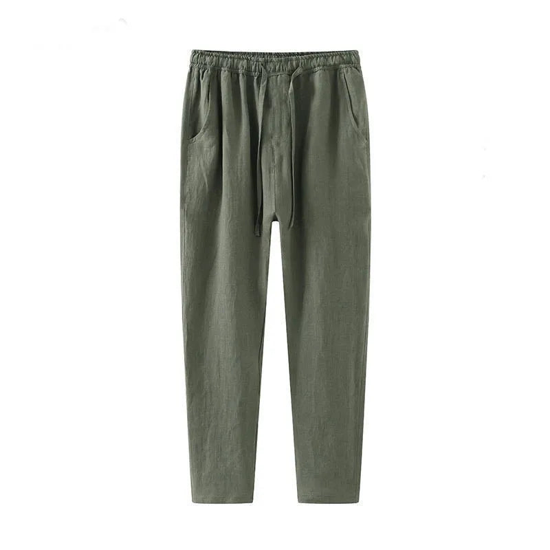 Pants Men's Summer Thin Nine-Point Pants Solid Color Versatile Casual Straight Leg Wide