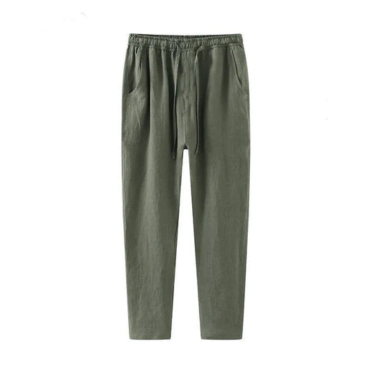 Pants Men's Summer Thin Nine-Point Pants Solid Color Versatile Casual Straight Leg Wide