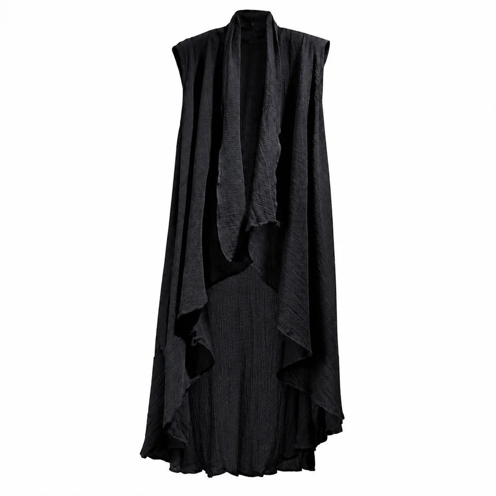 Mens Sleeveless Vest Light Breathable Mid-Length Cape Streetwear Fashion Youth Outerwear Campus Cloak Men'S Clothing 2025 New