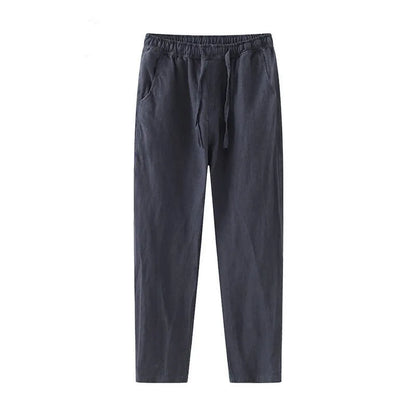 Pants Men's Summer Thin Nine-Point Pants Solid Color Versatile Casual Straight Leg Wide