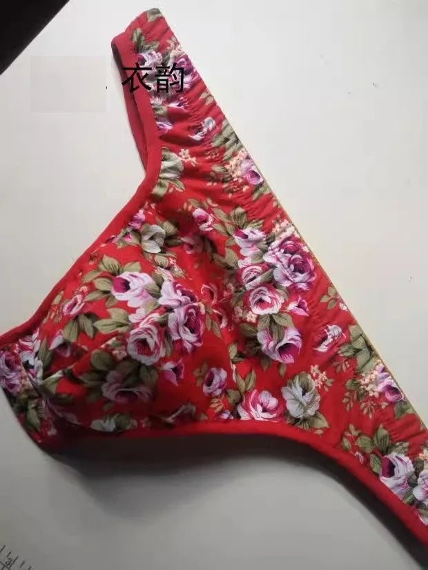 Thong Man's Floral Soft Silky Touch Silky Briefs Live Show DJ Club Sexy Costumes Private Party
