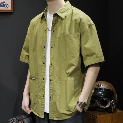T-shirt Short-sleeved Shirt Men's Trendy Brand Trendy Shirt Summer Casual Work Clothes Loose Summer Trendy