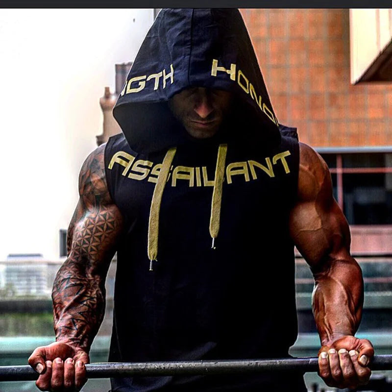 Men Tank Tops Gym Clothing Fitness Sleeveless Hoodies Vests Cotton Singlets Men Joggers Vest Bodybuilding Casual Clothing