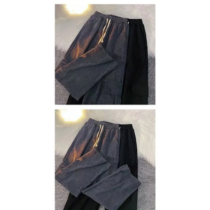 Men's Clothing Japanese Retro Overalls for Men Straight-leg Casual Trousers Loose Corduroy Wide-leg Pants Versatile
