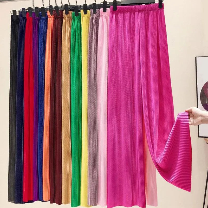 Pants Women 2026 Spring Summer Wide Leg Pants Loose Palazzo Pants Fashion Bohemian pleated Trousers  ropa coreana pantalones