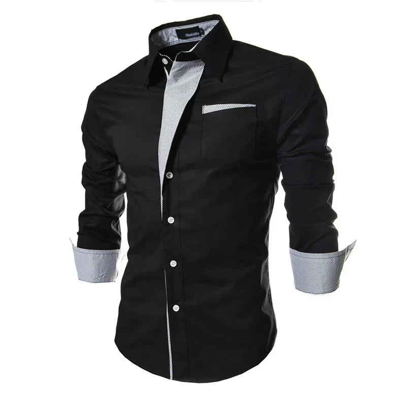 White Striped Shirts Mens 2025 Long Sleeved Business Slim Fit Male Shirt Black Social Clothes Camisa Masculina Vetement Homme