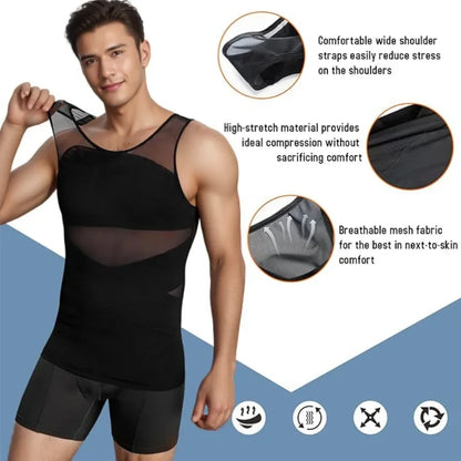Men Compression Shirts for Men Shapewear Chest Abdomen Control Body Shaper Slimming Undershirt Workout Vest Tank Top