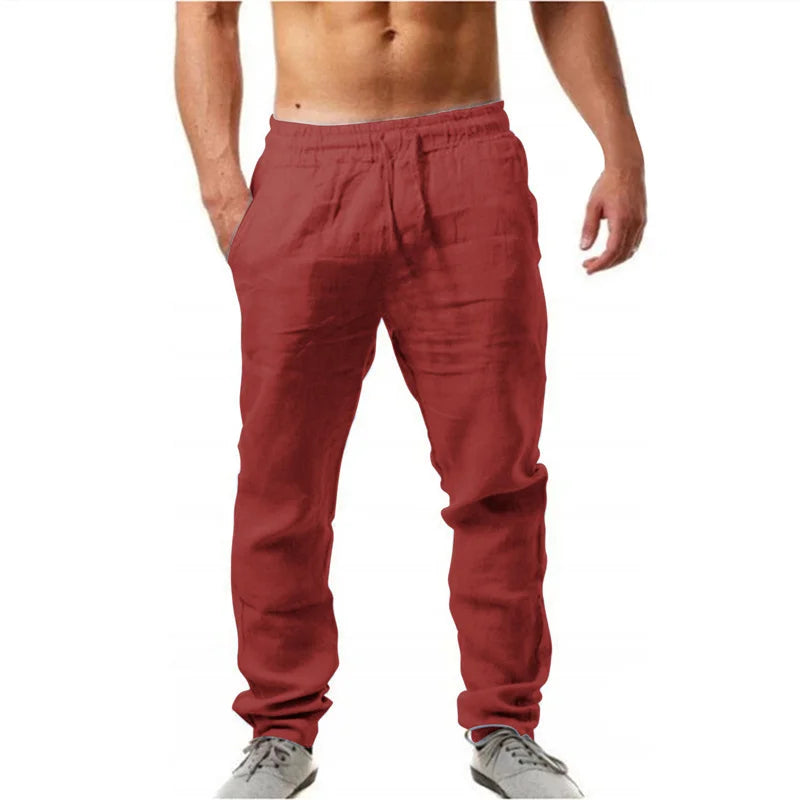 Men's Cotton Linen Pants Male spring autumn Breathable Solid Color Linen Trousers Fitness Streetwear Daily men trousers S-3XL