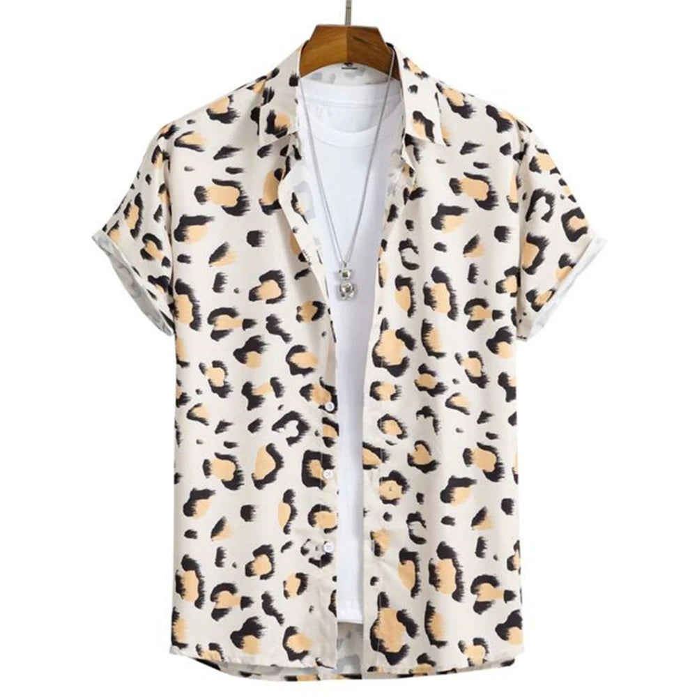 Hawaiian Shirts For Men 3d Striped Print Short Sleeve Shirts Summer Loose Casual Tops Simple Fashion Oversized Men Clothing