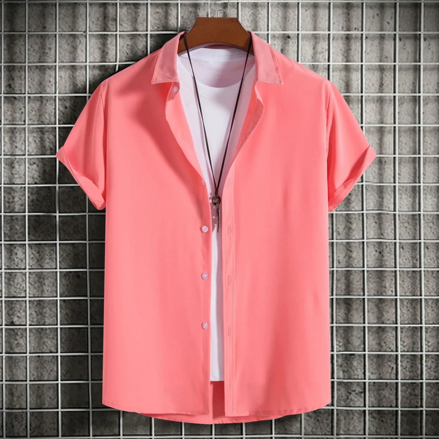 New Short Sleeve Shirts for Men Fashion Solid Casual Lapel Cardigan Tops Men Comfort Single-breasted Blouse Summer Beach Shirts