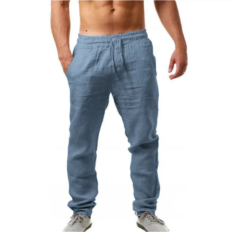 Men's Cotton Linen Pants Male spring autumn Breathable Solid Color Linen Trousers Fitness Streetwear Daily men trousers S-3XL