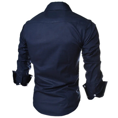 White Striped Shirts Mens 2025 Long Sleeved Business Slim Fit Male Shirt Black Social Clothes Camisa Masculina Vetement Homme