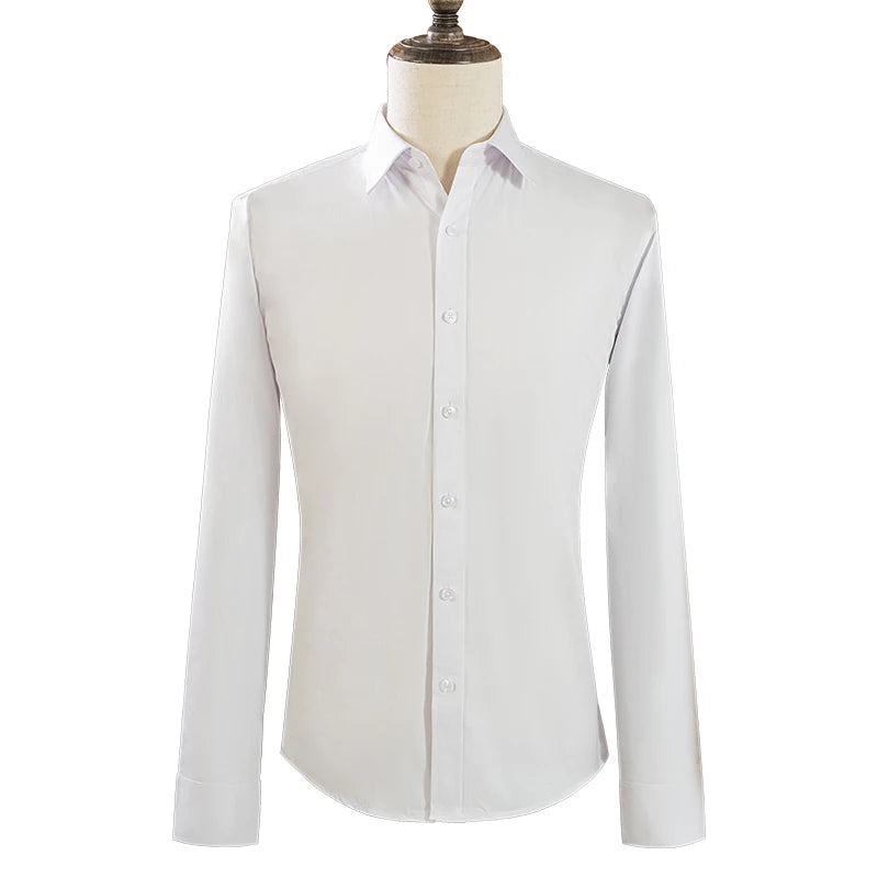 Mens Shirts Long Sleeve Dress Shirts For Slim Fit Camisa Social Business Blouse White Shirt Formal Wedding Suit Groomsman Shirt