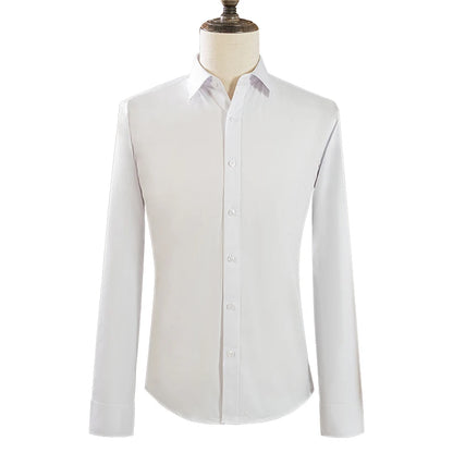 Mens Shirts Long Sleeve Dress Shirts For Slim Fit Camisa Social Business Blouse White Shirt Formal Wedding Suit Groomsman Shirt