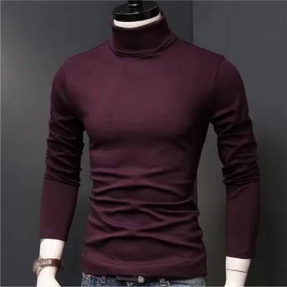 Men's Original Shirts Fall/Winter T-Shirt Fashionable Inner Wear for Men Slim Fit Turtleneck Shirt Solid Black Long Sleeve Shirt