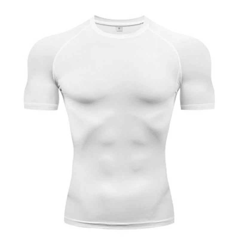 Mens Compression Clothing Summer Tights T Shirt Elastic Quick Dry Sportswear Running T-shirts Sports Tops Tee Gym Workout Shirts