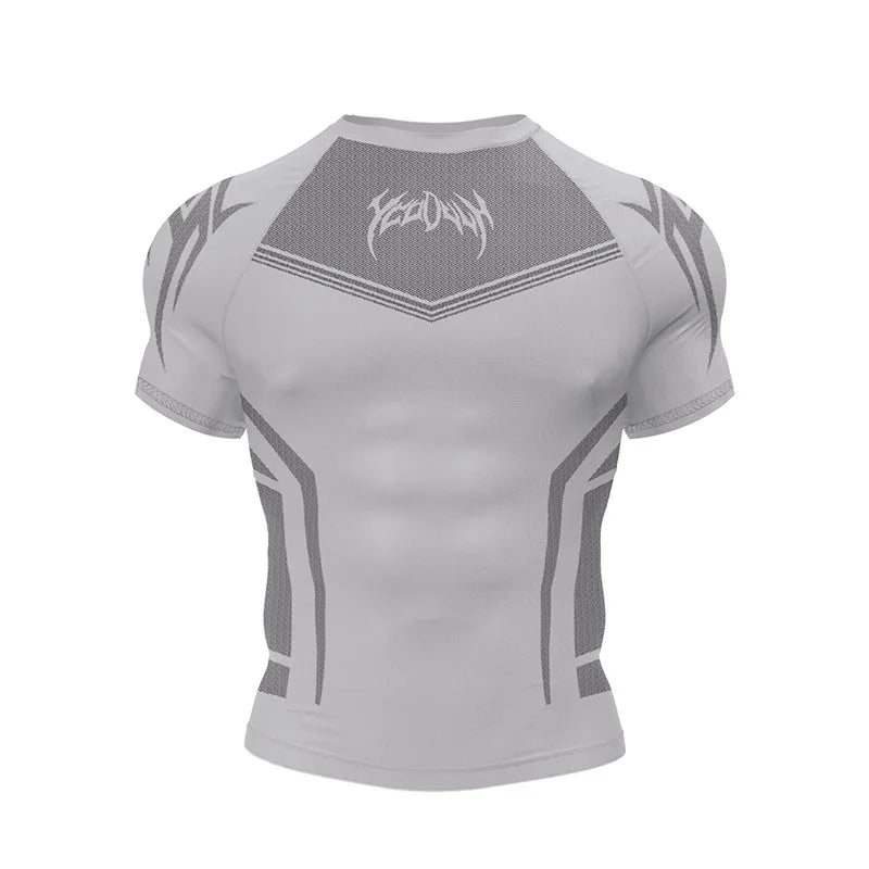 Men Short Sleeve New Style Muscle Fitness Clothes Quick Drying Breathable Stretch Tight Fitting Clothing Sublimation T-Shirt