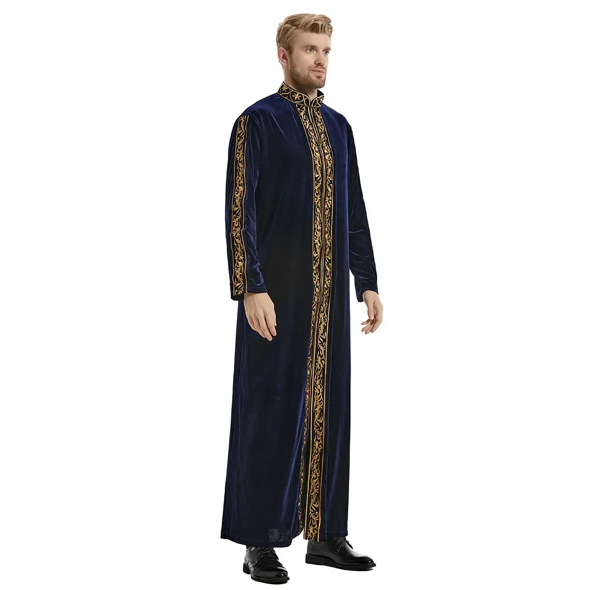 Middle East Men Clothes Muslim Fashion Abayas Velvet Kaftan Arab Islamic Clothing Saudi Caftan Robe Thawb Ramadan Gown Men Dress