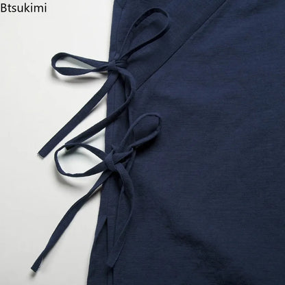2026 Traditional Chinese Clothing Hanfu Men Linen Cotton Sleeveless Jacket Mens Tang Suit Kimono Cardigan Male Open Stitch Coat