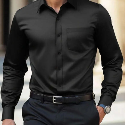 Long Sleeved Shirt, Men's Shiny Surface, Versatile and Fashionable