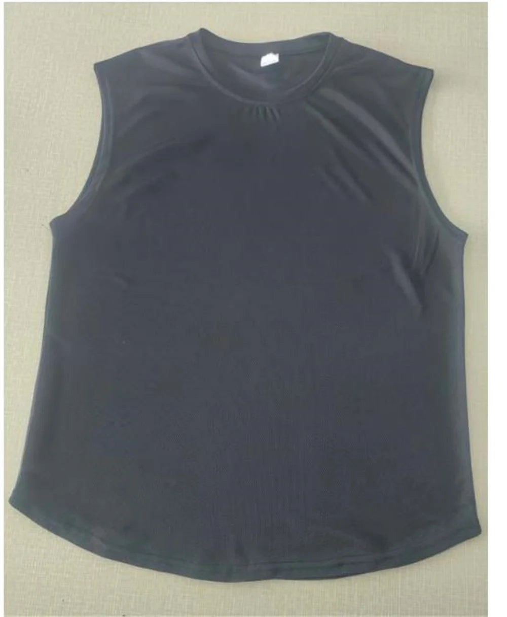 Men's sleeveless sports shirts, gym workouts, running, quick-drying bird's eye fabric vests, breathable, loose, training vests