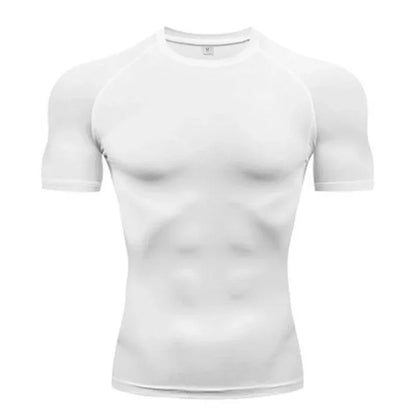 Mens Compression Clothing Summer Tights T Shirt Elastic Quick Dry Sportswear Running T-shirts Sports Tops Tee Gym Workout Shirts