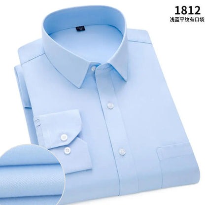 Men's Long-Sleeved Shirt Business Casual Solid Color Striped Plaid Spring Summer Free Ironing All Fit Tooling Comfortable