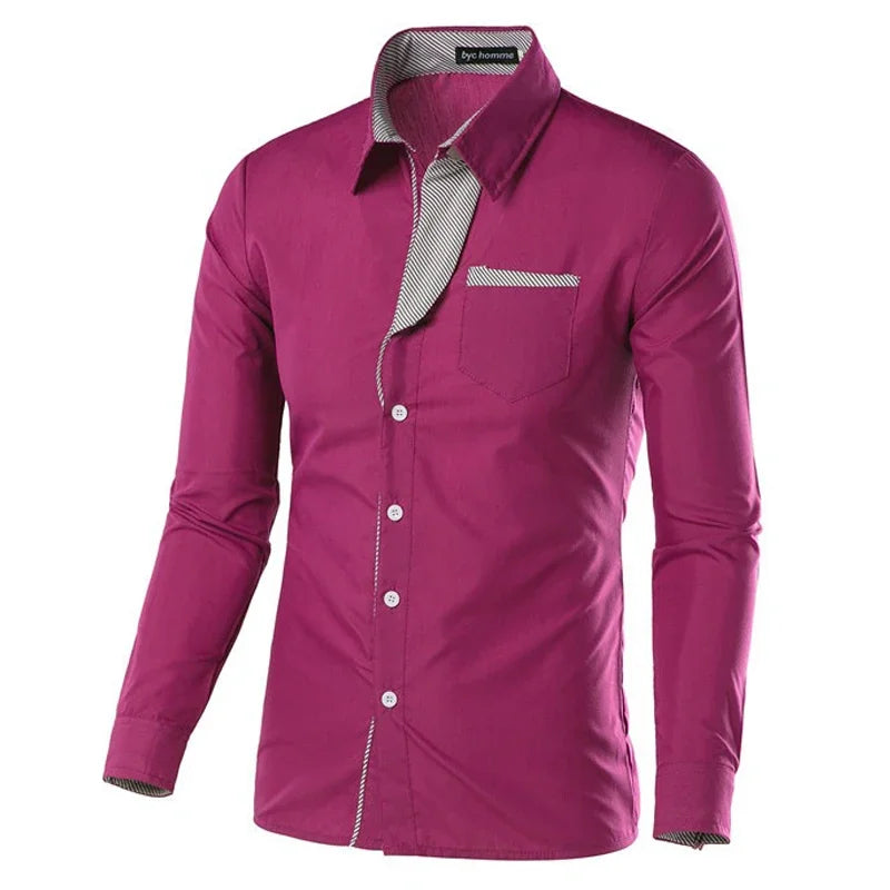 White Striped Shirts Mens 2025 Long Sleeved Business Slim Fit Male Shirt Black Social Clothes Camisa Masculina Vetement Homme