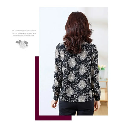 Shirts for Women in Spring Autumn New Style Printed Satin Stylish Slim Fashion Commuting Simple