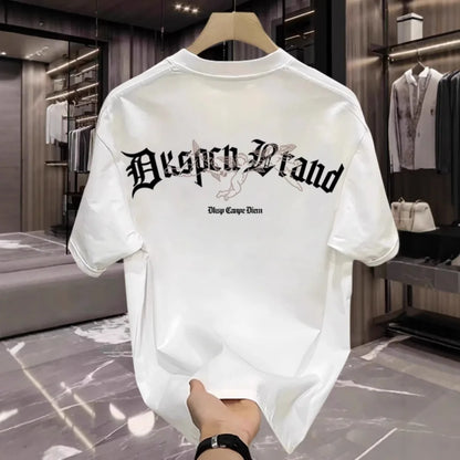 [High-quality Men's Clothing] Cotton Short-sleeved T-shirt Versatile Loose Minimalist Printing Creative Design Trendy Brand Top