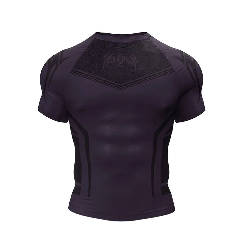 Men Short Sleeve New Style Muscle Fitness Clothes Quick Drying Breathable Stretch Tight Fitting Clothing Sublimation T-Shirt