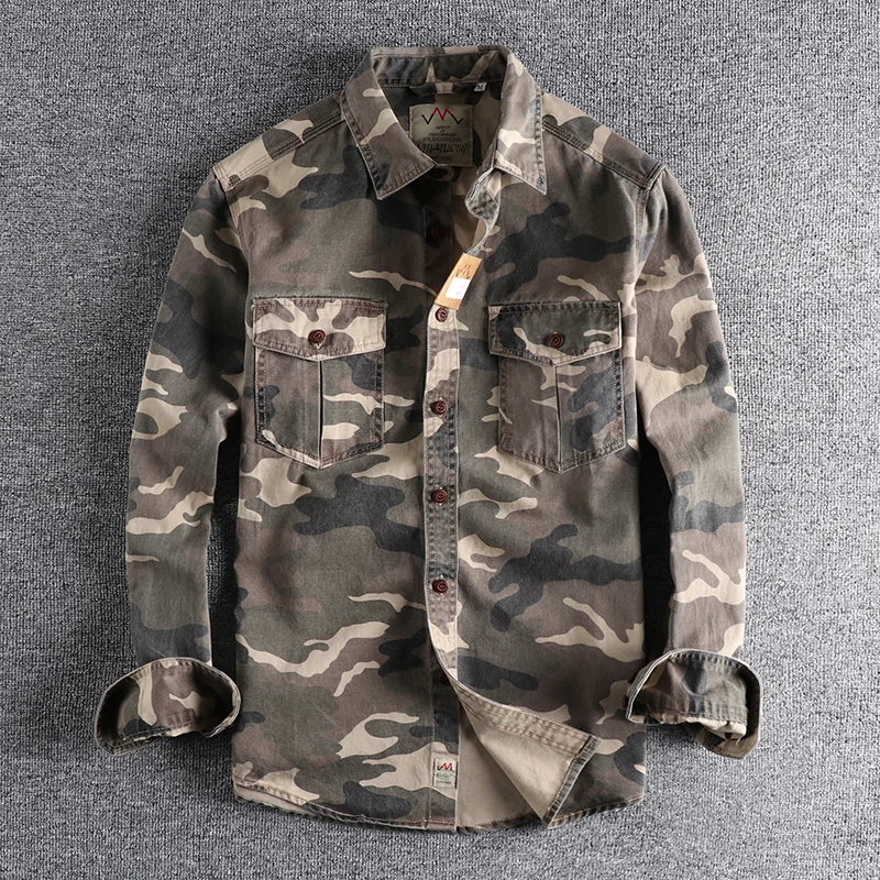 [24hour Fast Shipping] Men Camouflage Cargo Shirts High Quality Durable Outdoor Hiking Sport Daily American Style Casual Camicia