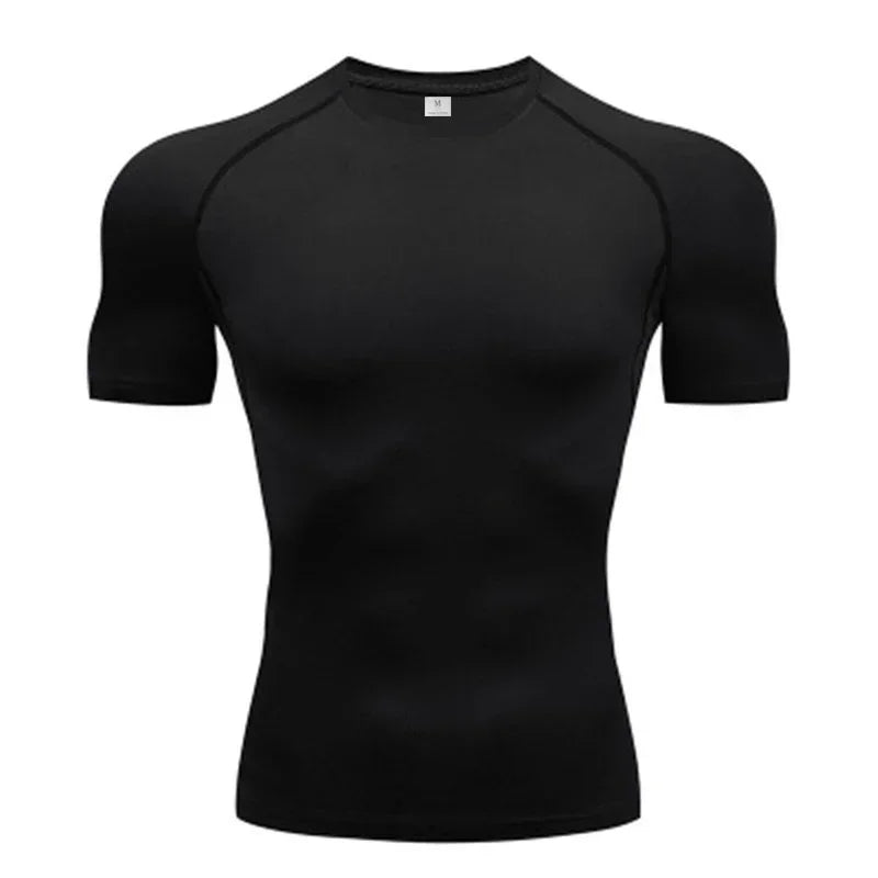 Mens Compression Clothing Summer Tights T Shirt Elastic Quick Dry Sportswear Running T-shirts Sports Tops Tee Gym Workout Shirts