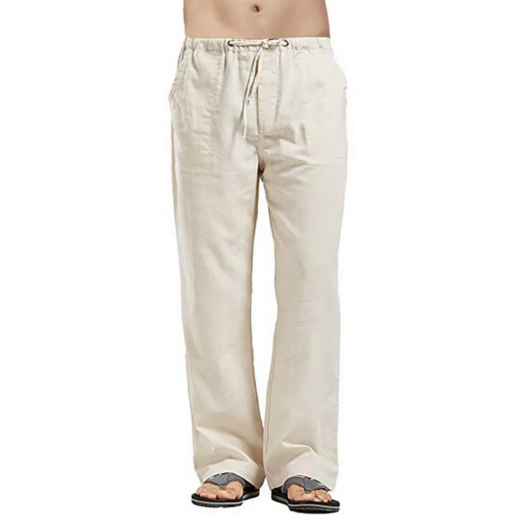 2023 new Men's Comfortable Cotton Linen Pants Male Autumn New Breathable Solid Color Linen Trousers Fitness Pants Streetwear