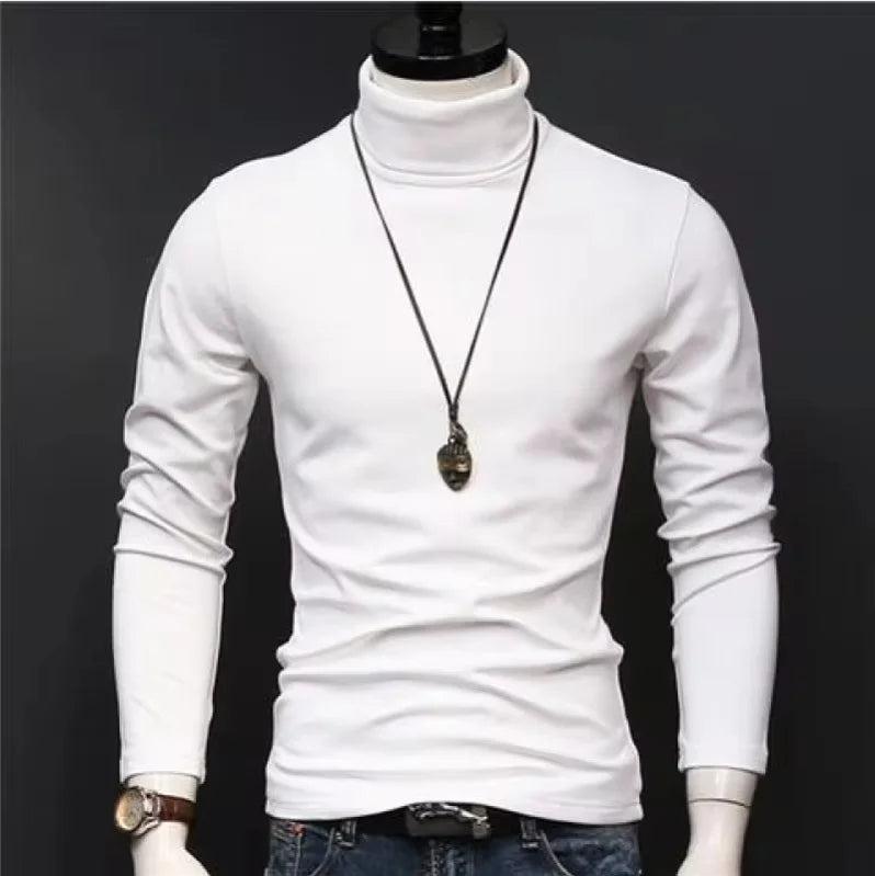 Men's Original Shirts Fall/Winter T-Shirt Fashionable Inner Wear for Men Slim Fit Turtleneck Shirt Solid Black Long Sleeve Shirt