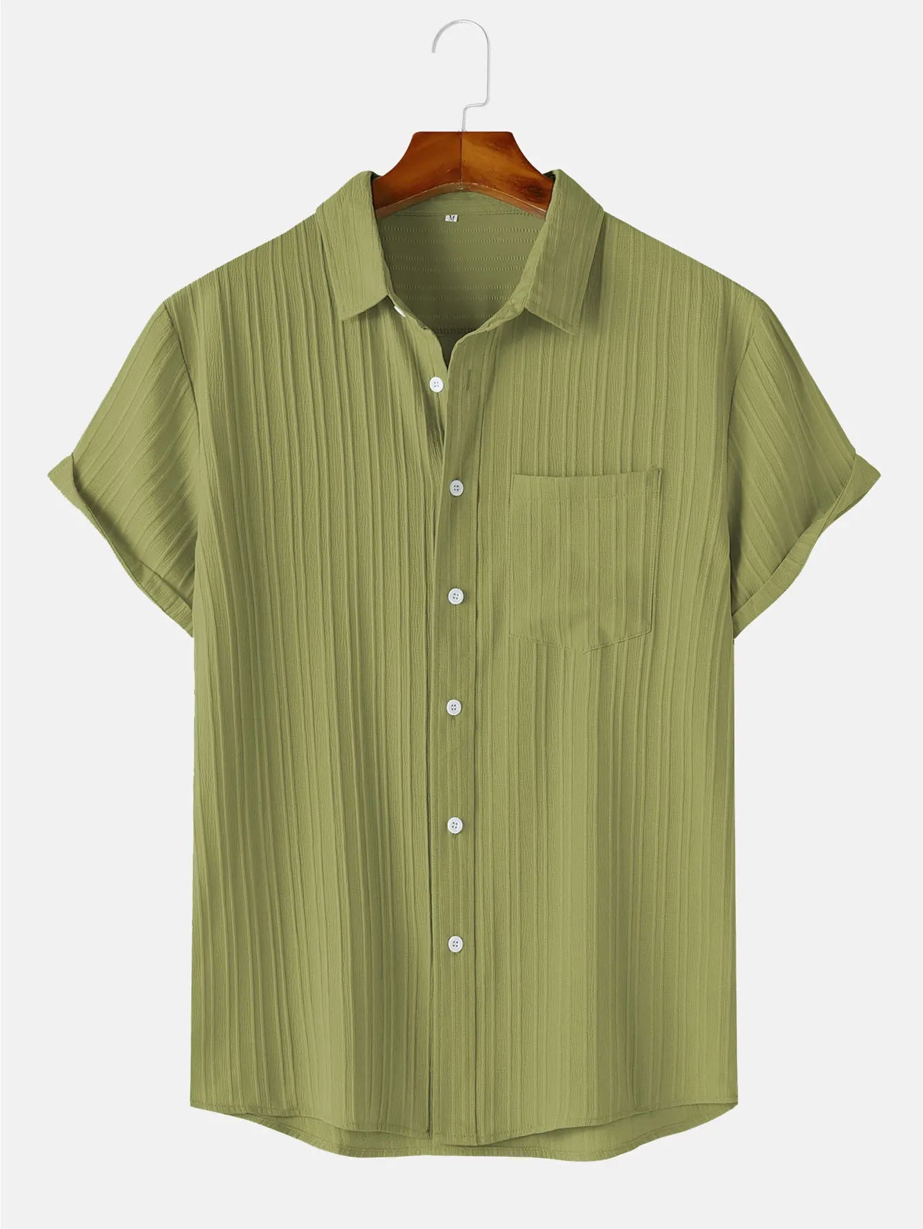 Men's  Comfortable Shirt Summer Beach Men's Shirt   Men's Short Sleeve Shirts  Solid Color Casual Short Sleeve Shirt