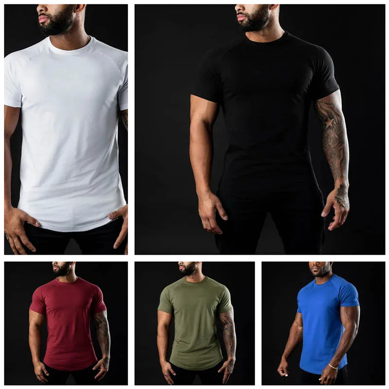 Men Cotton t-Shirt Short Sleeve t Shirt Tees Elastic Casual Tops Running Gym t-Shirts Comfortable Football Shirts Man Clothing