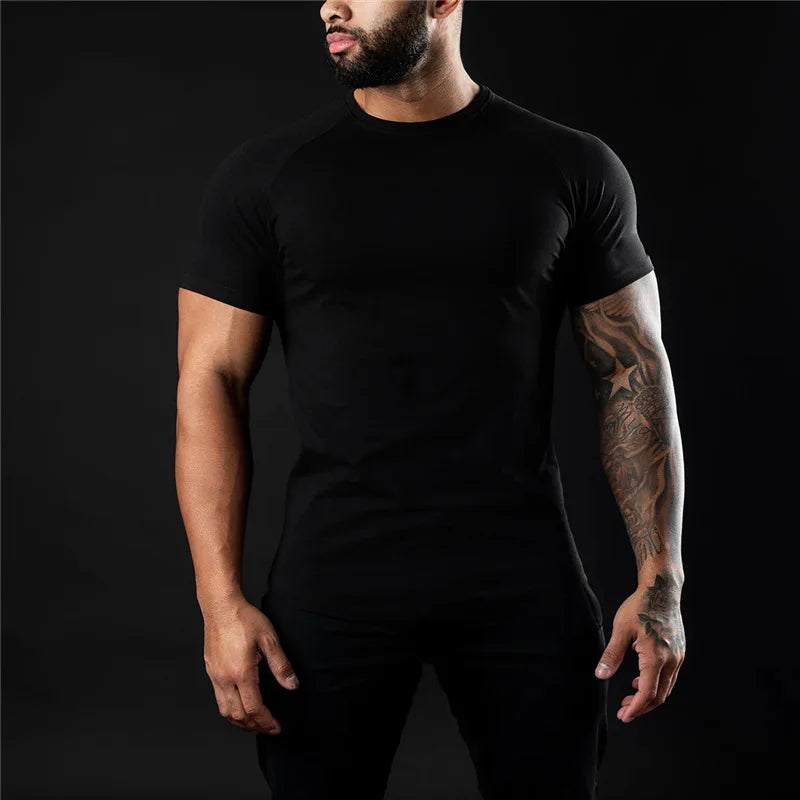 Men Cotton t-Shirt Short Sleeve t Shirt Tees Elastic Casual Tops Running Gym t-Shirts Comfortable Football Shirts Man Clothing