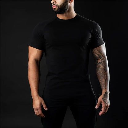 Men Cotton t-Shirt Short Sleeve t Shirt Tees Elastic Casual Tops Running Gym t-Shirts Comfortable Football Shirts Man Clothing