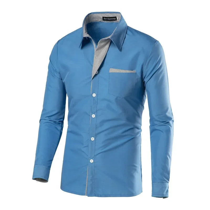 White Striped Shirts Mens 2025 Long Sleeved Business Slim Fit Male Shirt Black Social Clothes Camisa Masculina Vetement Homme