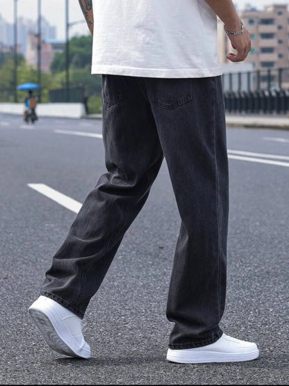 2025 New Men's Casual Long Jeans, Classic Men's Straight-Leg Jeans & Wide-Leg Jeans, Solid Color
