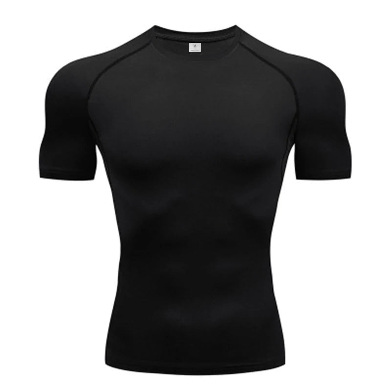 Mens Compression Clothing Summer Tights T Shirt Elastic Quick Dry Sportswear Running T-shirts Sports Tops Tee Gym Workout Shirts